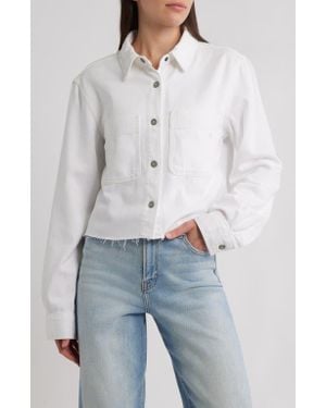 Hidden Jeans Classic Crop Denim Shirt Jacket - White