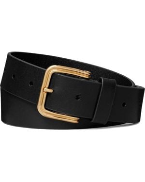 Tory Burch Double Wire Buckle Leather Belt - Black