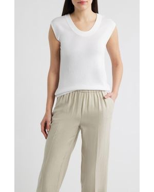 Anne Klein Scoop Neck Knit Top - Natural