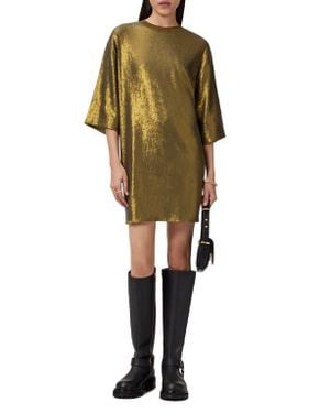 AllSaints Opal Sequin T-Shirt Minidress - Green