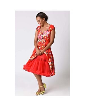 Unique Vintage Ruffled Petticoat Crinoline - Red