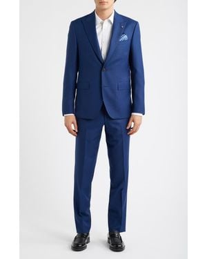Jack Victor Engel Medium Peak Lapel Wool Suit - Blue