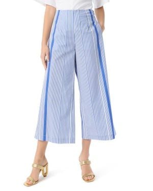 DO by Dee Ocleppo Sarah Stripe Crop Wide Leg Pants - Blue