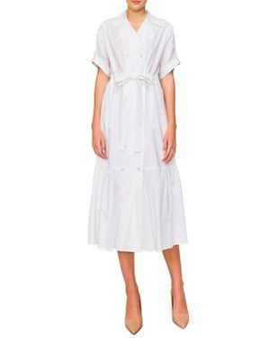 MELLODAY Belted Poplin Coat Dress - White