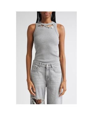 Area Distressed Crystal Rib Tank - Gray