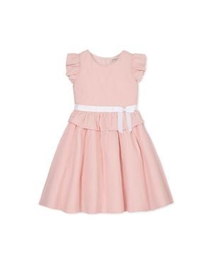 Hope & Henry Kids' Organic Seersucker Ruffle Sleeve Peplum Dress - Pink