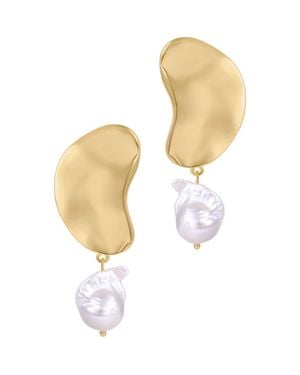 st. Moran Freshwater Pearl Drop Earrings - Metallic