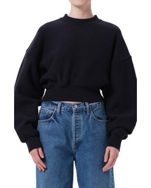 Agolde Kit Cotton Fleece Crop Sweatshirt - Blue