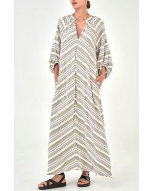 ocean + main Striped Maxi Dress - Natural