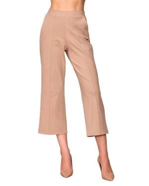MELLODAY Knit Pintuck Ankle Pants - Natural