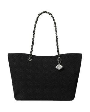 Tory Burch Ella Chain Terry Cloth Tote - Black