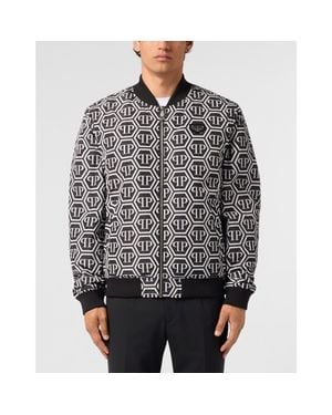 Philipp Plein Nylon Bomber Monogram - Black