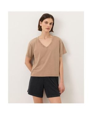 Pact Organic Cotton Vintage Jersey V-Neck Tee - Natural