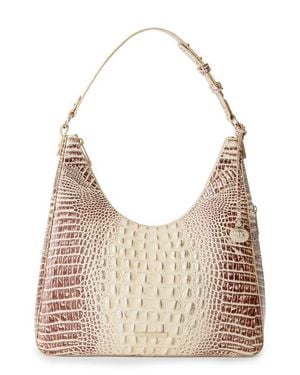 Brahmin Tabitha Croc Embossed Leather Shoulder Bag - Gray