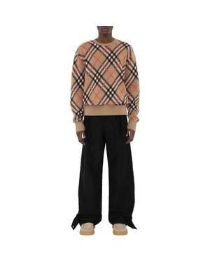 Burberry Check Wool Mohair Blend Sweater - Black