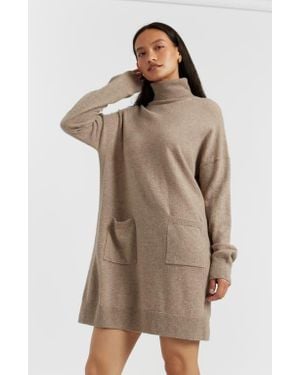 Chinti & Parker Cashmere Rollneck Dress - Brown