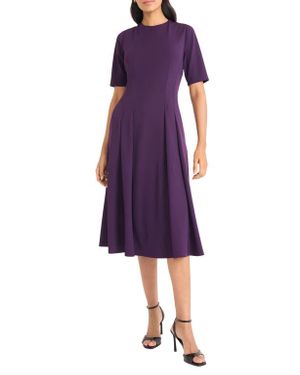 Maggy London Double Pleat A-Line Midi Dress - Purple