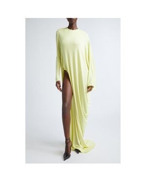 Tom Ford Cutout Draped Long Sleeve Jersey Gown - Yellow