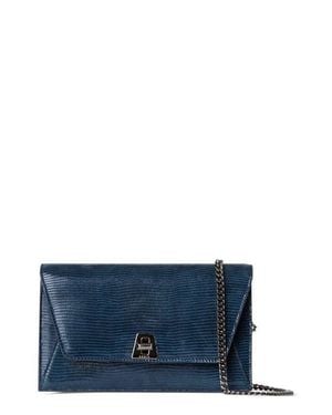 Akris Anouk Lizard Embossed Suede Crossbody Bag - Blue