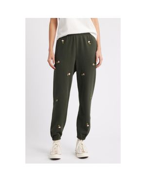 The Great The Stadium Embroidered Cotton Sweatpants - Green