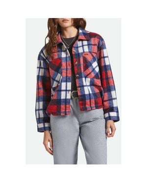 Brixton Bowery Plaid Flannel Button-Up Shirt - Red