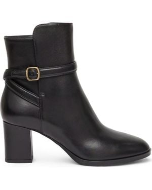 Santoni Leather Mid-Heel Ankle Boot - Black