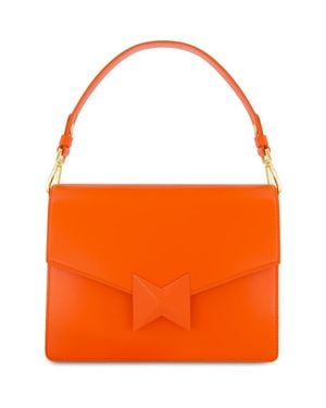 Mac Duggal Classic Leather Medium Size Shoulder Bag - Orange