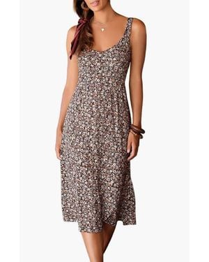 Lascana Floral Bow Detail Dress - Brown