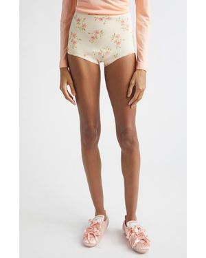 Simone Rocha Tiny Flowers Knit Micro Shorts - Natural