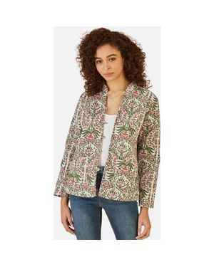Yumi' Long Sleeve Reversible Quilted Jacket - Brown