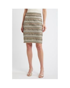 Tahari The Tate Embroidered Cotton Midi Skirt - Green