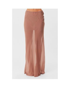 SNDY'S Tamara Sheer Maxi Skirt - Brown