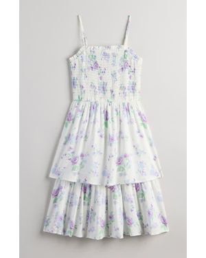 Nordstrom Kids' Floral Smocked Tiered Midi Dress - White