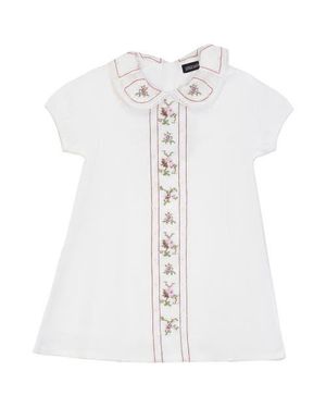 Space Grey Embroidered Linen Dress With Lace Collar - White