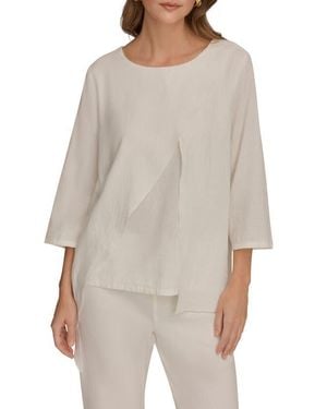 Donna Karan Overlap Wrap Front Top - White