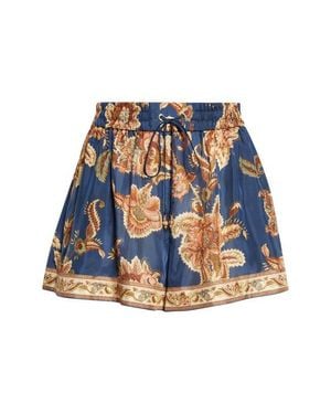 Zimmermann Aster Relaxed Fit Silk Shorts - Blue