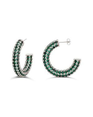 SHYMI Colored Crystal Pavé Hoop Earrings - Green
