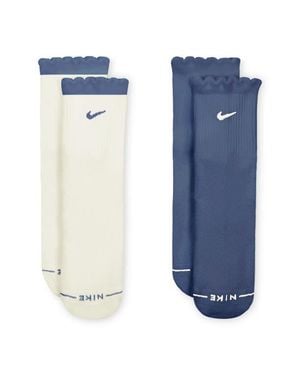 Nike Everyday Elevated Assorted 2-Pack Dri-Fit Cotton Blend Crew Socks - Blue