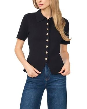 Ted Baker Eva Collar Peplum Short Sleeve Cardigan - Black