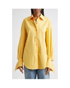 OSSOU Wren Cotton Poplin Button-Up Shirt - Yellow