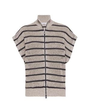 Brunello Cucinelli Dazzling Net Cardigan - Gray