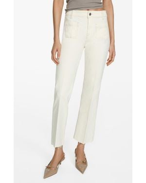 Mango Alex Raw Hem Patch Pocket Crop Flare Jeans - Natural