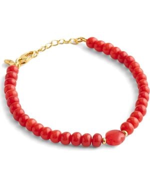 Madewell Puffy Flower Beaded Bracelet - Red