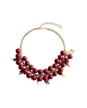 Mango Beaded Chain Necklace - Red
