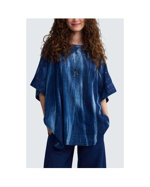 Luukaa Quinn Batik-Effect Back-Button Tunic - Blue