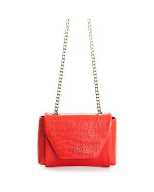 Velez Leather Crossbody Bag With Clasp Closure System - Red