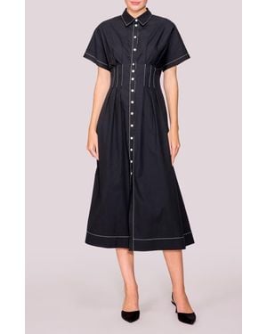 MELLODAY Short Sleeve Poplin Shirtdress - Blue