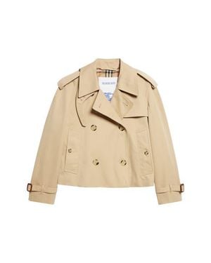 Burberry Haltye Cotton Gabardine Crop Trench Jacket - Natural