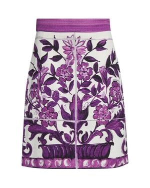Dolce & Gabbana Majolica Print A-Line Skirt - Purple