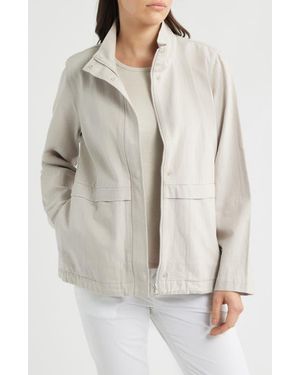 Eileen Fisher Zip-Up Organic Cotton & Organic Linen Jacket - Natural
